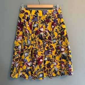 J. Crew yellow floral pleated midi skirt